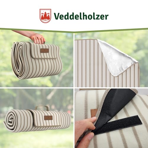 Veddelholzer 200 x 200 cm Beach Picknickdecke wasserdicht, sandfeste Stranddecke XXL isoliert & gepolstert Ideal für Outdoor, Camping, Strand, Park, Festival & Picknick Einfach faltbar & waschbar