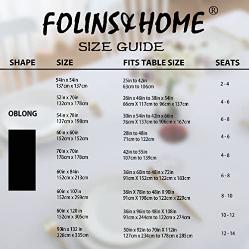 Image of FOLINS&HOME White Rectangle Tablecloth, 52 x 70 Inch Waterproof Table Cloth