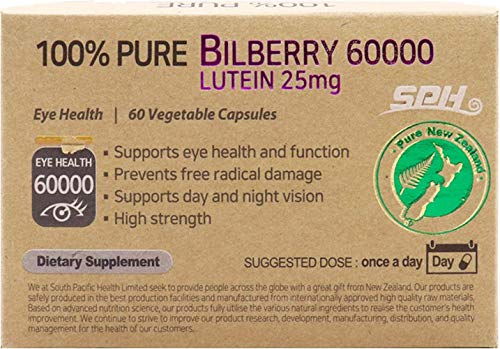 Sph 100% Pure Bilberry 60000 Lutein 25Mg 60 Capsules Eye Health Supplements (3 Pack) #TOP2