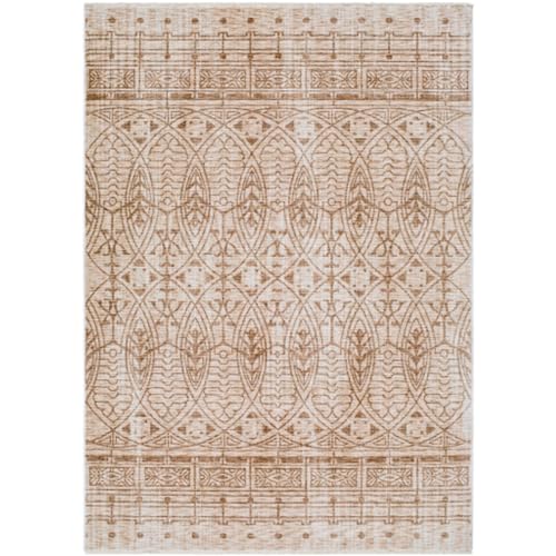 Tapete decorativo rectangular 5x7.8 pies marrón/blanco miniatura 5