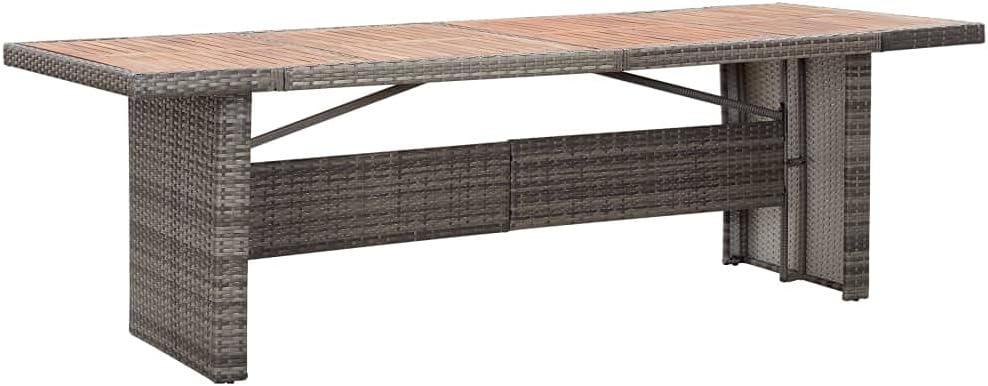 Patio Table,Outdoor Dining Table, Outdoor Coffee Table, Outdoor Patio Furniture,Balcony Table,Plant Table,Modern Style,for Patio,Deck,Lawn, 94.5"x35.4"x29.1" Poly Rattan and Solid Acacia Wood