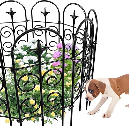 Amagabeli Garden Home Decorative Garden Fence 8 Pcs 81.2cmX324cm Outdoor Rustproof Metal Garden Border Fencing Panels Landscape Wire Folding Small Fence Patio Animal Dogs Barrier Edging