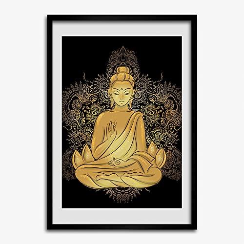 Affiche Bouddha 50x70 cm Tulup avec cadre en bois pour créer un salon zen et moderne