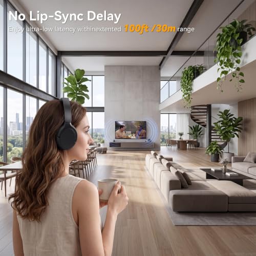 Image of Wireless Headphones for TV Watching, TV Headphones Wireless for Seniors with Transmitter Charging Base, 65H No Audio Delay Bluetooth Headphones for TV, HiFi Stereo Sound, Gifts for Parents /Elderly