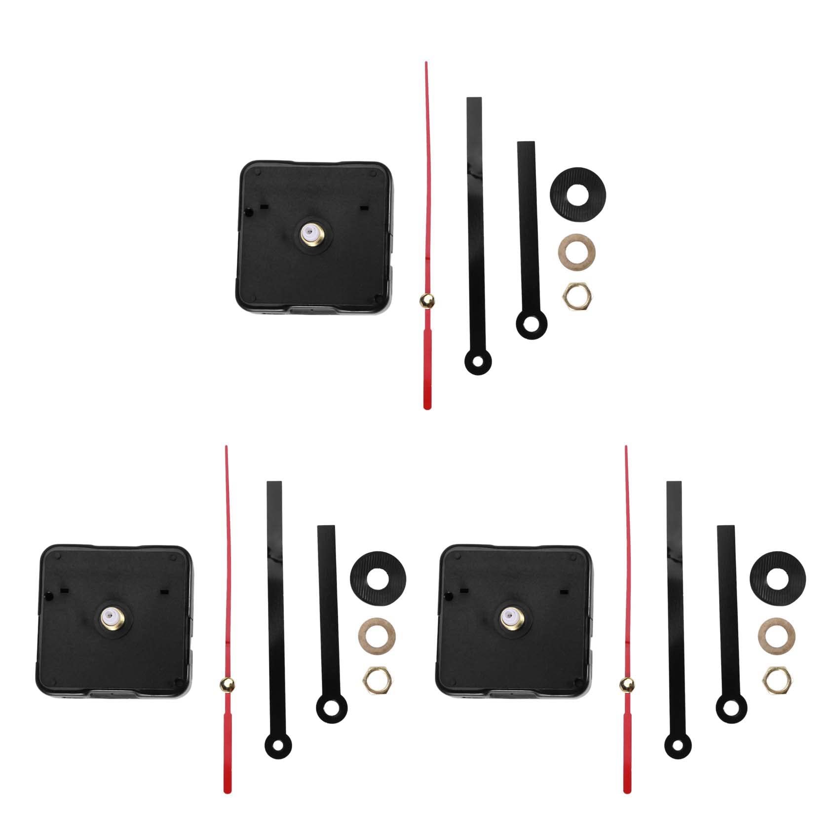 Hndhbfgrt 3X Quartz Clock Movement Mechanism DIY Repair Parts Black + Hands