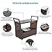 Bonnlo Wicker Outdoor Bar Cart with Wheels and Ice Bucket, Outdoor Bar Table Serving Cart Rattan Bar Cart with Glass Top and Wine Glass Holder for Pool, Party, Backyard, Porch
