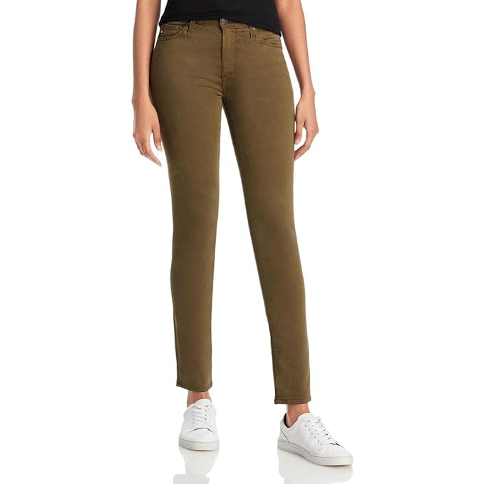 Adriano Goldschmied Womens Prima Denim Mid-Rise Cigarette Jeans Green 24