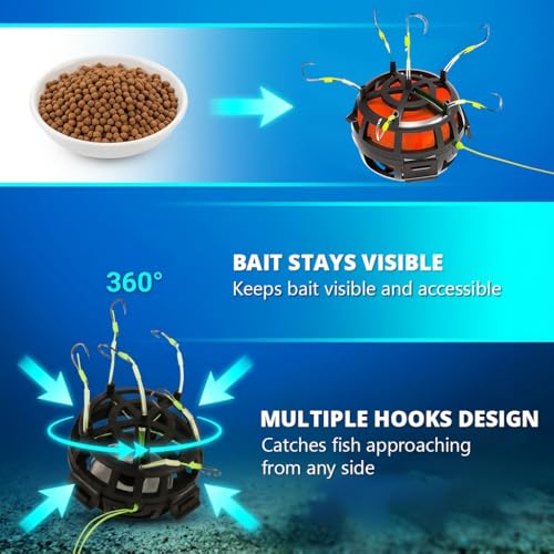 Image of PROBEROS Fishing Hook Feeder 2pcs Automatic Flip-Up Bait Cage Rig