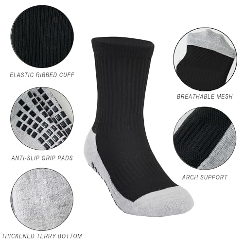EPEIUS Kids Grip Soccer Socks Toddler Boys Non Slip Socks Cushioned Athletic Sock For Girls Youth Football 4T-14 Years3