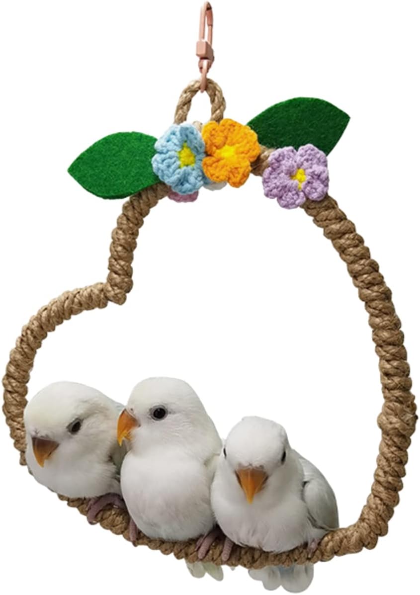 Barn Eleven Bird Toys Metal Cotton Rope Swing Parrot Perch