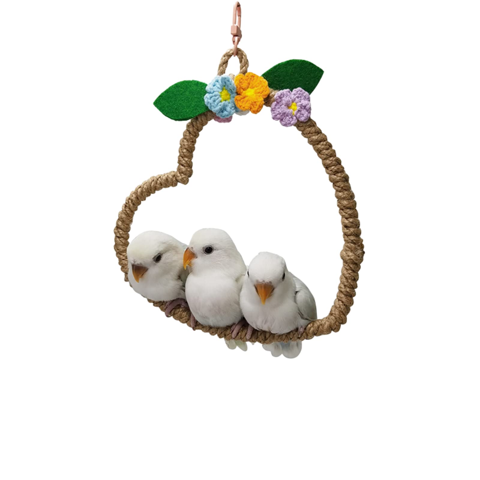 Barn Eleven Bird Toys Metal Cotton Rope Swing Parrot Perch Swings Toys Parrot Cage Toys Bird Hanging Swing Chewing Toys for Parrots Budgie Parakeet
