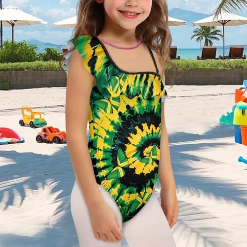 Image of Girls Swimsuit One Piece Ruffle Swimsuit Non-Slip Straps UPF 50+ for Girls Size 3-14 Years