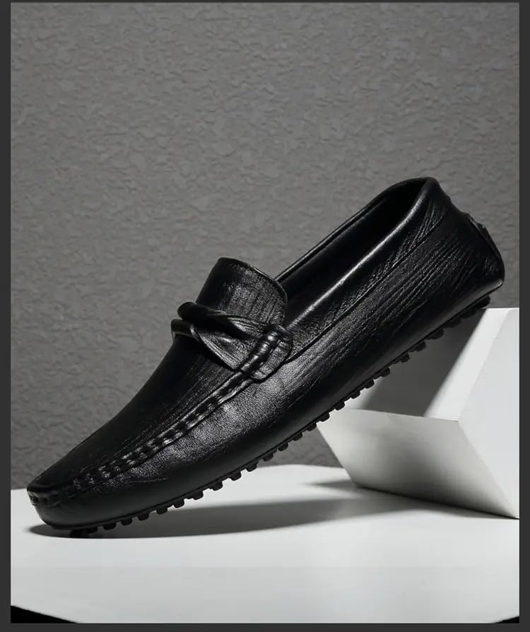Mens Loafers Shoe Round Toe Leather Driving Style Loafer Flexible Slip Resistant Anti-Slip Prom Walking Slip-on2