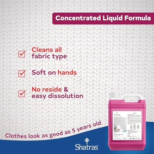 Image of Shatras Liquid Detergent, suitable for all type of washing machine, Nature based liquid, No Harmful chemicals, Baby Safe, Cloth freshener with fabric conditioner Pink detergent-10L