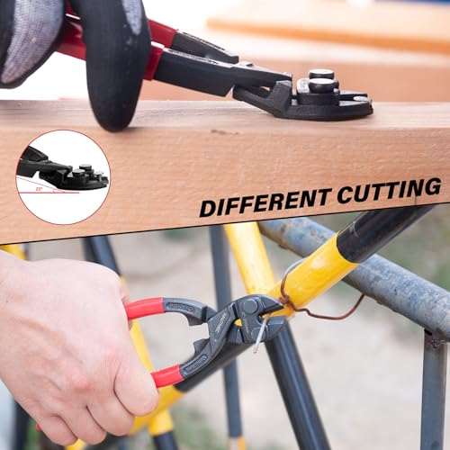 Image of HAUTMEC Mini Bolt Cutters Plier Set, 8 inch High Leverage Compact Bolt Cutter and Diagonal Cutting Pliers, Anti-Slip Grip, CRV Blade, Flush Cutter for Locks, Bolts,Wires, Cables, Rivets, and Chains