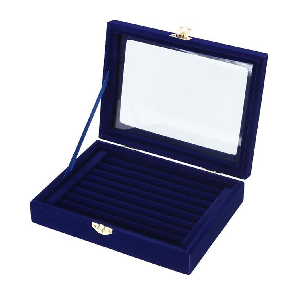 CVHfhjTG jewellery box, Jewelry Box Boxes with Glass Lid, Metal Locks Holder Case, Display Storage for Earring Ring Necklace Rings Women Girls(B)