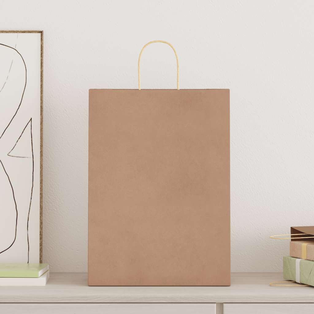 vidaXL Sacs en Papier 50 pcs avec poignées Marron 32x17x44 cm, Sac en Papier, Sac Cadeau en Papier, Sac Cadeau en Papier, Sac