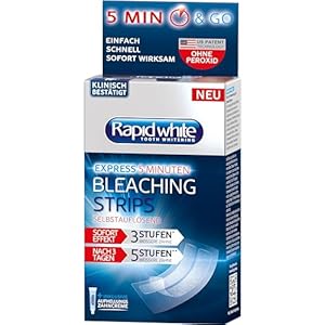Rapid White Bleekstrips, per stuk verpakt (6 zakjes), voor wittere tanden in 3 dagen, zichtbare tanden bleken voor thuis, bleken zonder waterstofperoxide