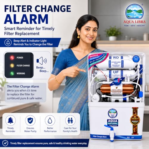 AQUA LIBRA Premium Series RO Water Purifier | RO + UV + UF | TDS Controller | Active Copper | Food Grade Material | ISI, BIS, CE & GMP Certified - Image 7