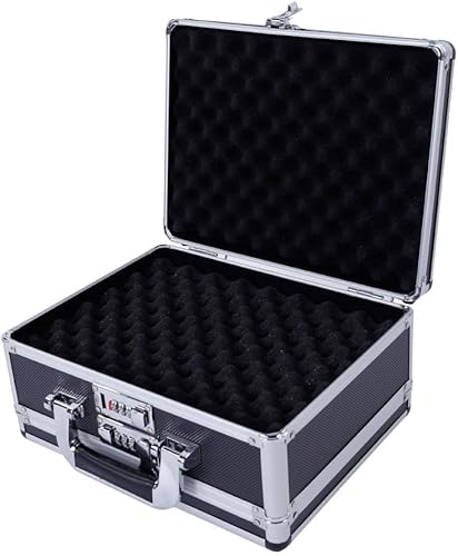 Miniatura 4 de Estuche rígido largo de aluminio para rifle  Caja de almacenamiento portátil de escopeta con bloqueo con espuma acolchada  Estuche táctico para