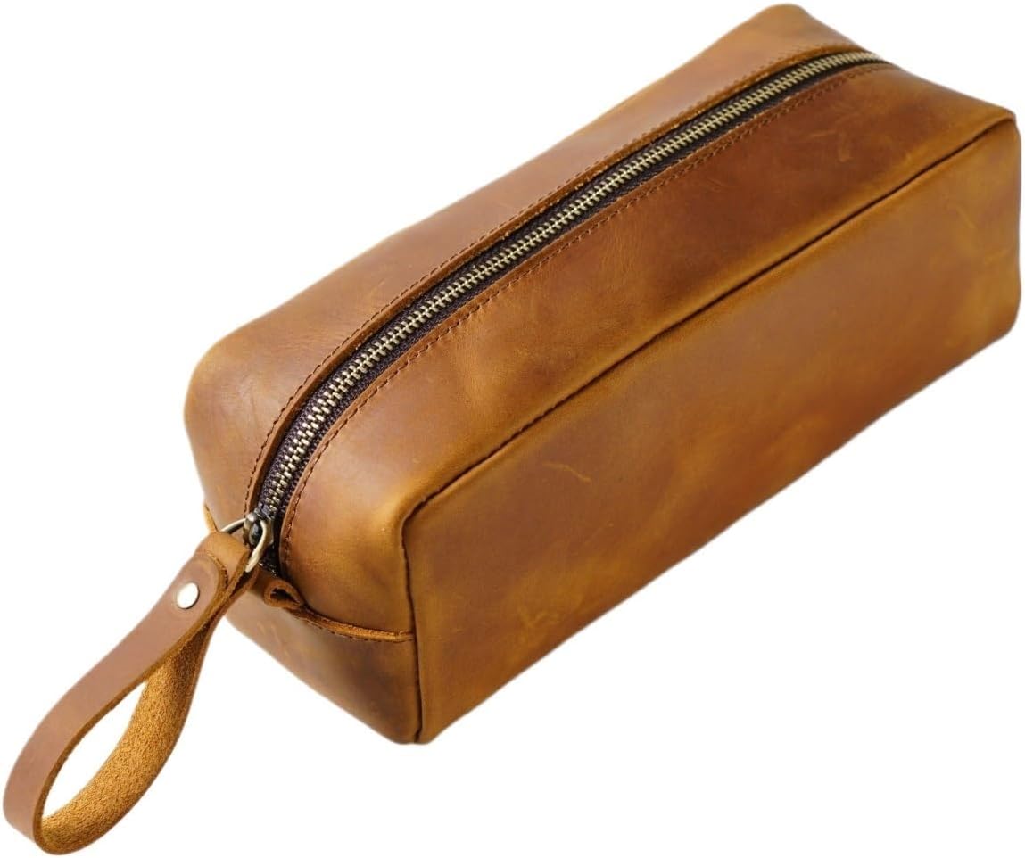 化粧ポーチ 重ね付け 牛革 スクエア レトロ クレイジーホース