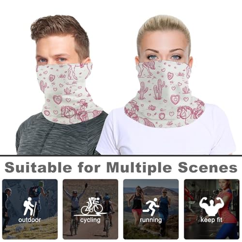 Girls on Horse Back And Cactus Face Mask Bandana Breathable Scarf Neck Gaiter Headband for Women Men Outdoor4