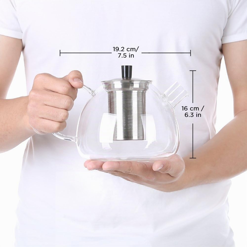 Ecooe 1.5L Teekanne mit Stövchen, Teekanne Glas und Teewärmer Edelstahl
