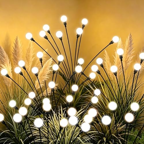 Chipark Solar Lights Outdoor Garden Firefly Lights 6 Pack Waterproof Swinging Garden Decoration Outdoor Courtyard Firefly Garden Light for Pathway Yard Patio Fence Decor Cool White