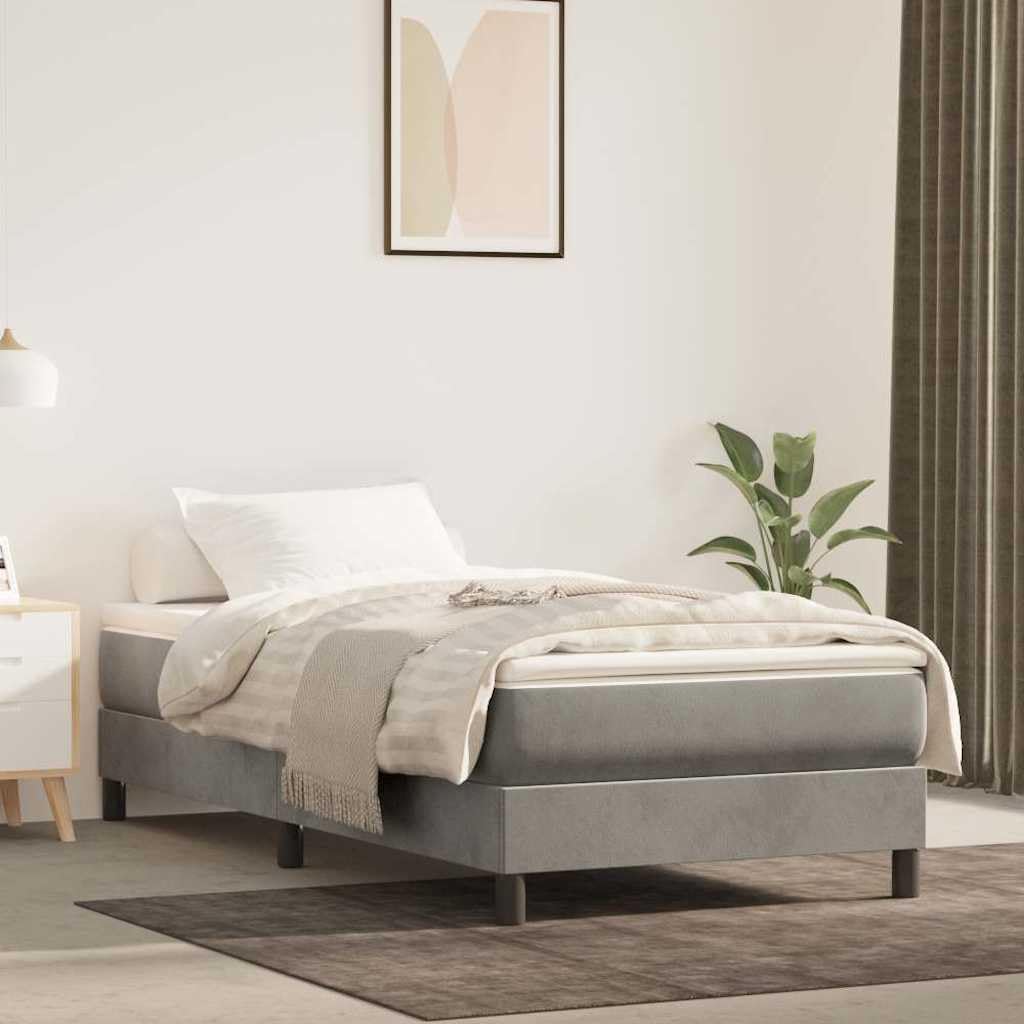 Materasso a molle insacchettate in velluto grigio chiaro, 90 x 200 x 20 cm