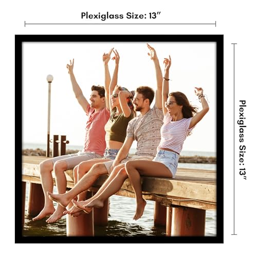 Image of Americanflat 13x13 Picture Frame with Polished Plexiglass - Streamline Collection - Thin Border Square Frame for Wall Display - Hanging Hardware Included - Black