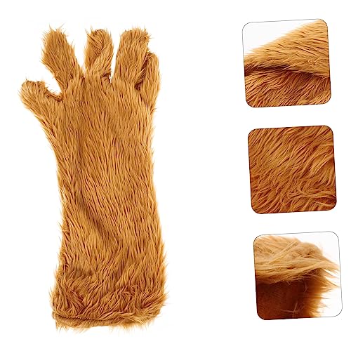 Hemoton Brown Plush Bear Palm Glove Thick Warm Cosplay Masquerade Photo Prop for Party Decoration and Costume Use4