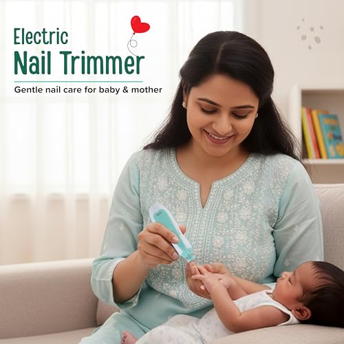 Image of LuvLap Electric Nail Trimmer for Baby & Mother with Light, Electric Baby Nail Cutter with Multiple Filer Heads Adjustment, Safe Grooming Kit with 6 Filer Heads with Speed Control, Nail Trimmer for New Born
