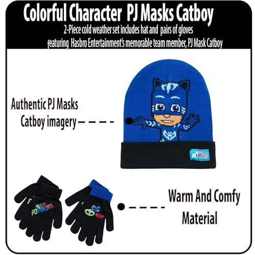 Image of PJ Masks Winter Hat and 2 Pair of Gloves or Mittens Set (Age 2-7)