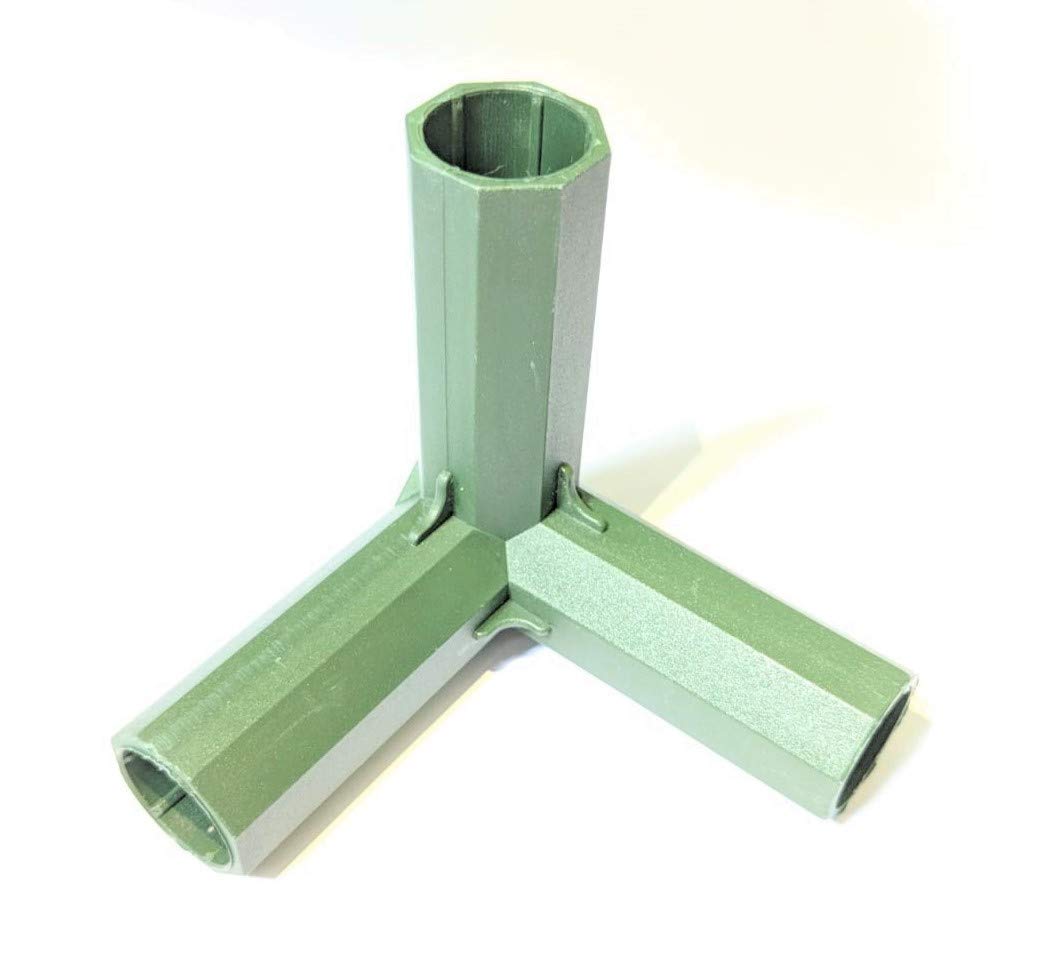 easynets 16mm Plastic Coated Canes and Accessories. Perfect for making your own kind of Garden Framework, Supports, Cages, Fencing. (3 Way Corner Connector (Pack of 4))