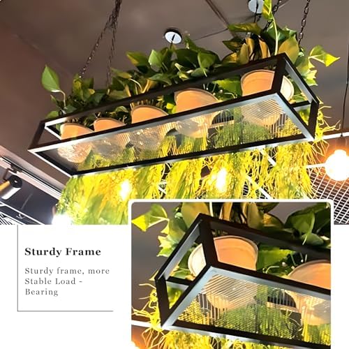 Ceiling-Mounted Metal Iron Hanging Plant Stand & Wine Shelf with Chain - Decorative Storage Rack for Kitchen, Bar & Restaurant - 80x25x15cm