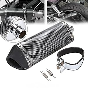 Ridgeyard 38mm Moto Silencieux échappement silencieux de pot d’échappement Tuyaux Fibre Carbone Exhaust Muffler Pipe