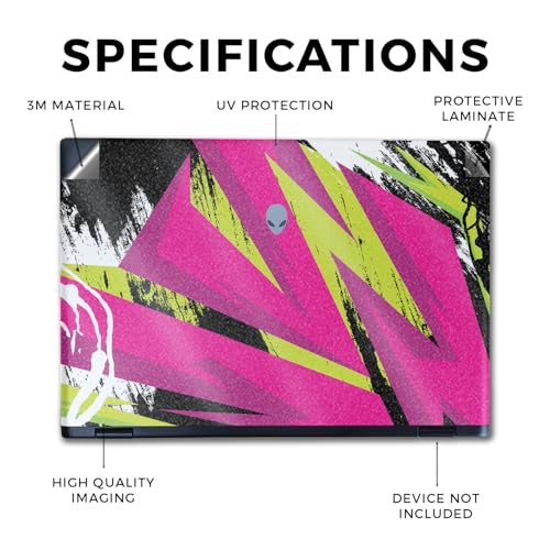 Image of Glossy Glitter Laptop Skin Compatible with Alienware M16 R2 (2024) - Grunge Magenta - Premium 3M Vinyl Protective Wrap Decal Cover - Easy to Apply | Crafted in The USA by MightySkins