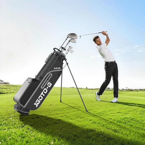 Image of 7 Pieces Golf Clubs Set for Men - Complete Mens Golf Clubs Full Set Left Handed Includes Stand Bag with Rain Hood, 1# Driver, 5# Hybrid, 7# PW# Irons and Putter
