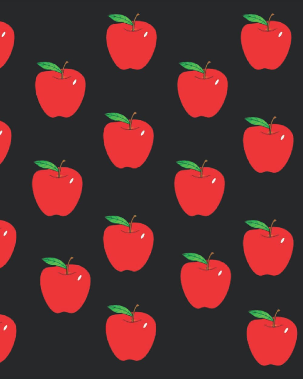 Red Apples Pattern Theme (Black Background Cover) Writing Journal; (8" x 10") Blank Lined Diary Journal Notebook: Dream Journal Notebook; Bible Study ... Journal; Scripting Journal; Writing Notebook