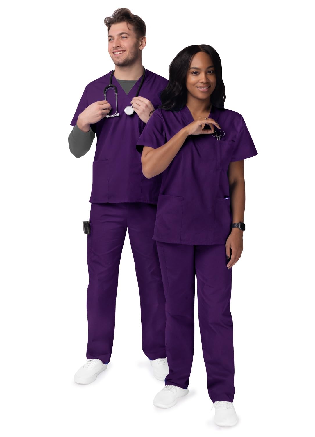 Sivvan Unisex odzież pielęgnacyjna z dekoltem w serek, top/spodnie ze ściągaczem, liliowy, XL