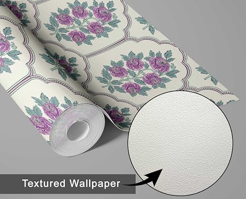 Papel tapiz extraíble morado con vinilo autoadhesivo de pared floral 7