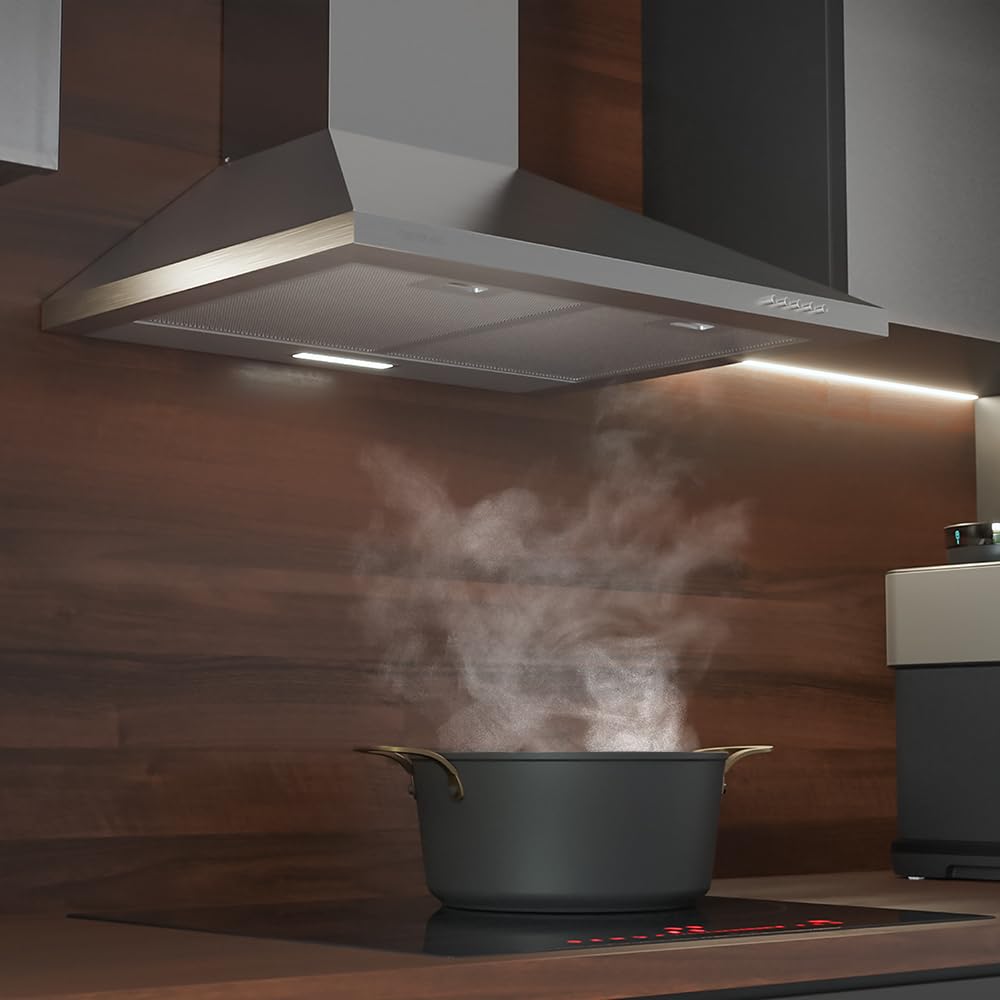 Cecotec Cappa aspirante piramidale 60 cm Bolero Flux PM 603500 Inox B. Motore 65 W, finitura inox, aspirazione 350 m3/h, controllo meccanico, 3 livelli di potenza, luce e filtro al carbonio