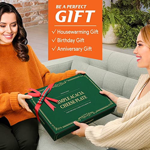 Easoger Acacia Cheese Board and Knife Set 14” x 11” Large Charcuterie