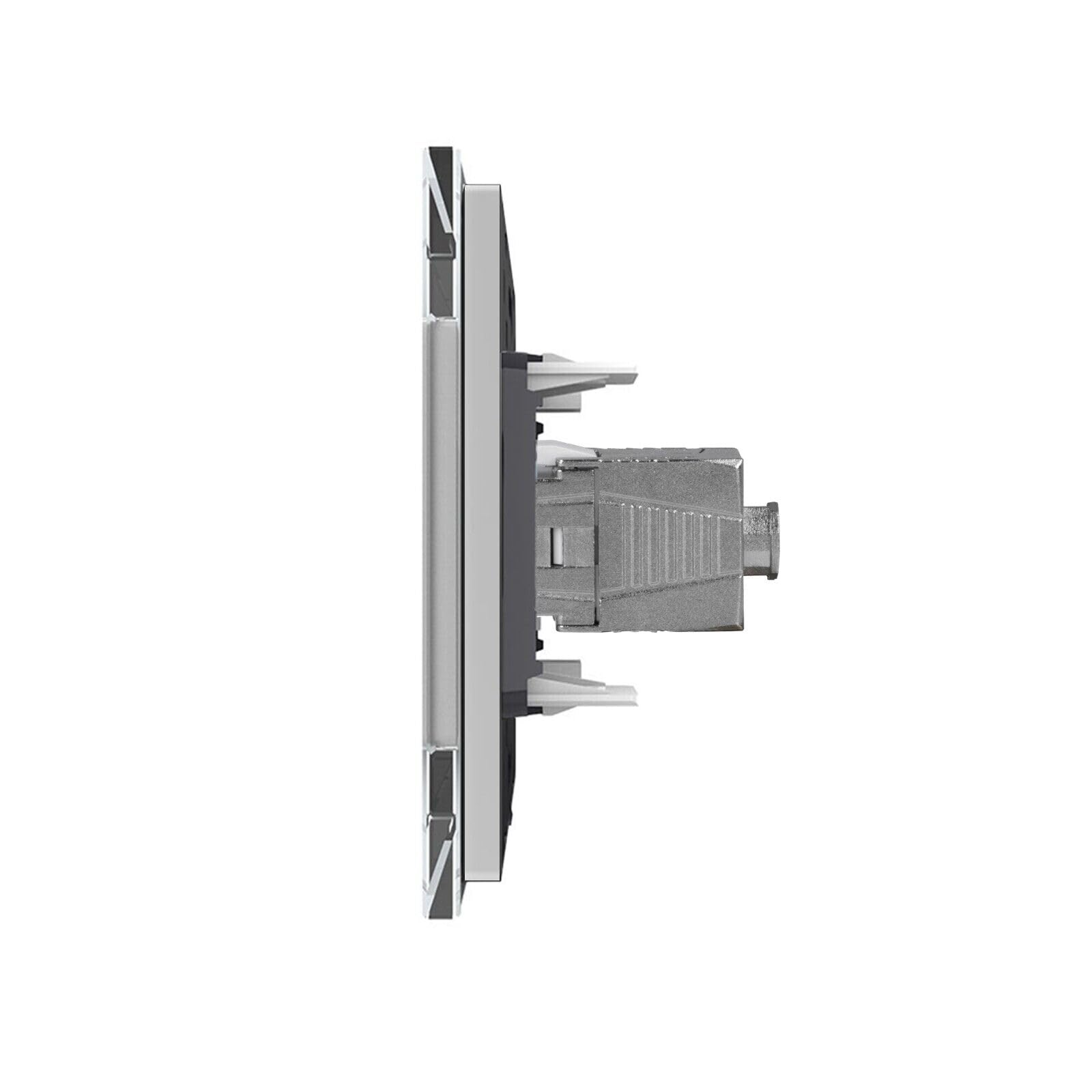 Livolo zweifaches Netzwerk Modul CAT7 zum Selbstverdrahten inkl. einfachen Glasrahmen in weiß für UP VL-2CAT7/SR-11 Einbau Netzwerkdose LAN Buchse Unterputz Netz Anschluss Kaystone Cat 7 Datendose