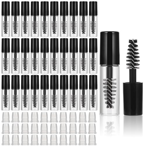 30Pcs Empty Mascara Tube with Eyelash Wand 2ml Mascara Bottles with Brush Rubber Inserts Mini Eyelashes Cream Container Bottle for Travel Small Sample Size Eyelash Growth packing (2ml/30pcs)