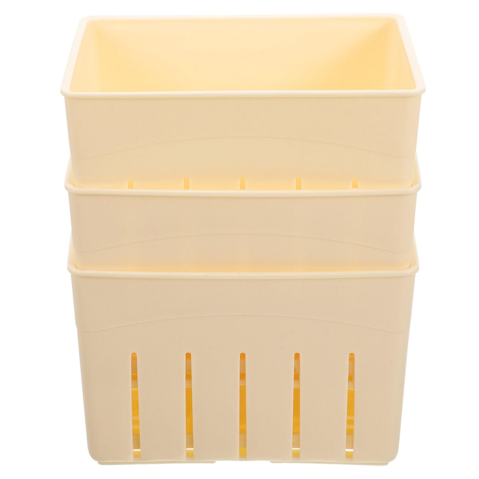 Yardwe Presse à Fromage en Plastique Pratique avec Couvercle Lot de 3 Outil de Pressage Facile à Utiliser pour Préparation Maison de Tofu et Fromage
