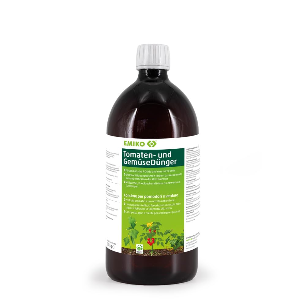 Emiko Tomaten- und GemüseDünger 1,2kg für aromatisches Gemüse und eine reiche Ernte mit effektiven Mikroorganismen I Tomaten I Gurken I Zucchini I Paprika etc.