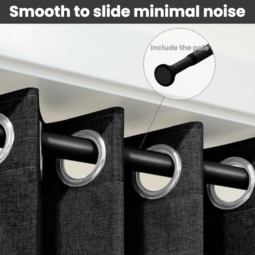 Image of AJAZZ Blackout Accordion Door with Curtain Rods 39-52 in Length, Invisible Folding Doors Interior Magnetic Door Curtain for Bedroom Doorway Curtain Set, 1 Panel, W55 x L80 in, Black