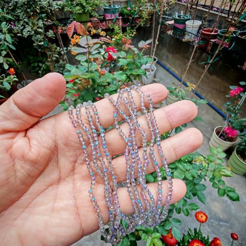 Image of 2mm Rondelle Glass Beads for Jewelry Making, Faceted Briolette Crytal Spacer Beads for Bracelet Necklace Earring, Clear Purple 1200pcs