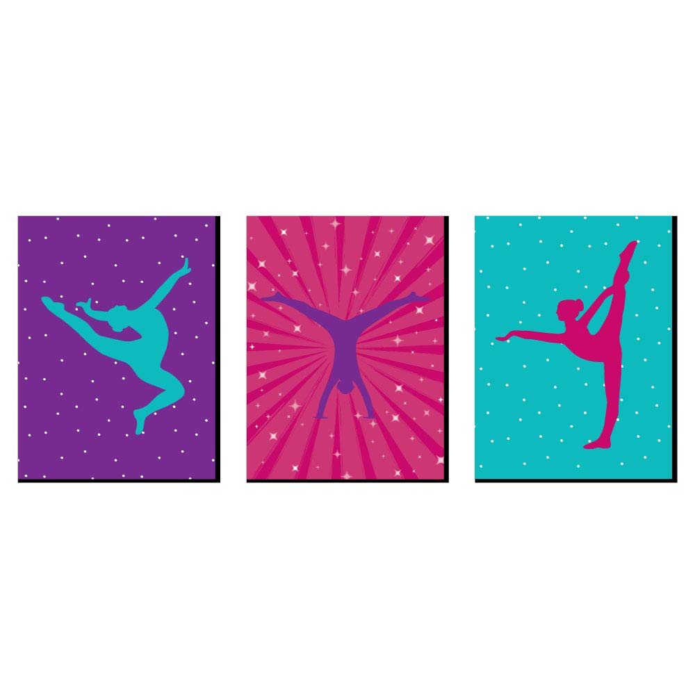 Big Dot of Happiness Tumble, Flip and Twirl - Gymnastics - Sports Themed Wall Art, Kids Room Decor and Game Room Home Decorations - 7.5 x 10 inches - Set 3 Prints